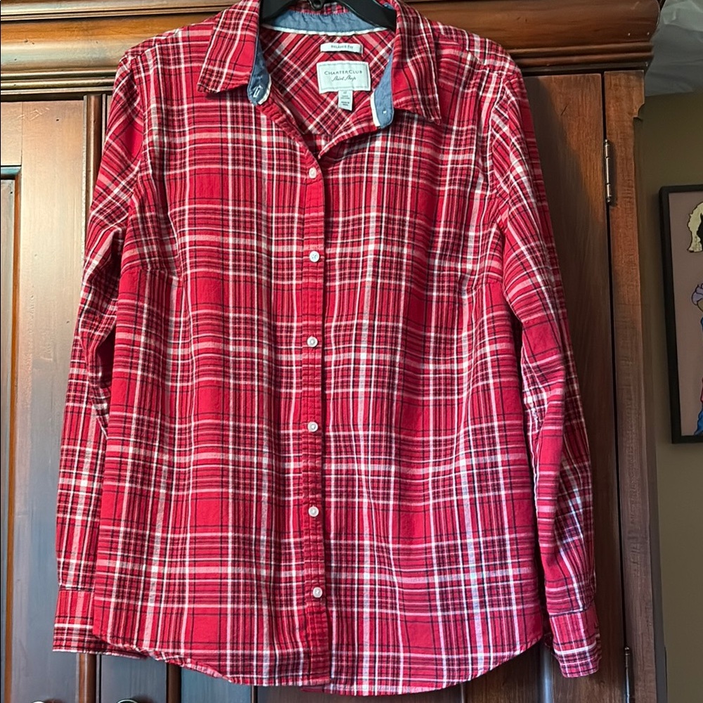 Charter Club Red Casual Button Down Shirt